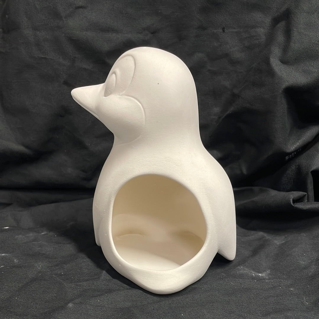 Large Penguin Looking Right Ceramic Bisque