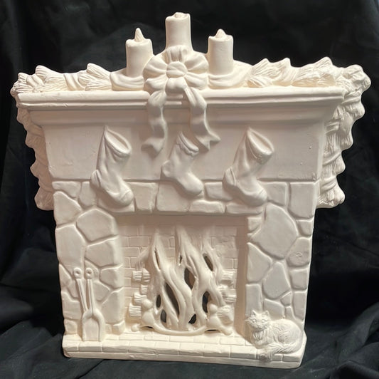 Fire Place w/Stockings Ceramic Bisque