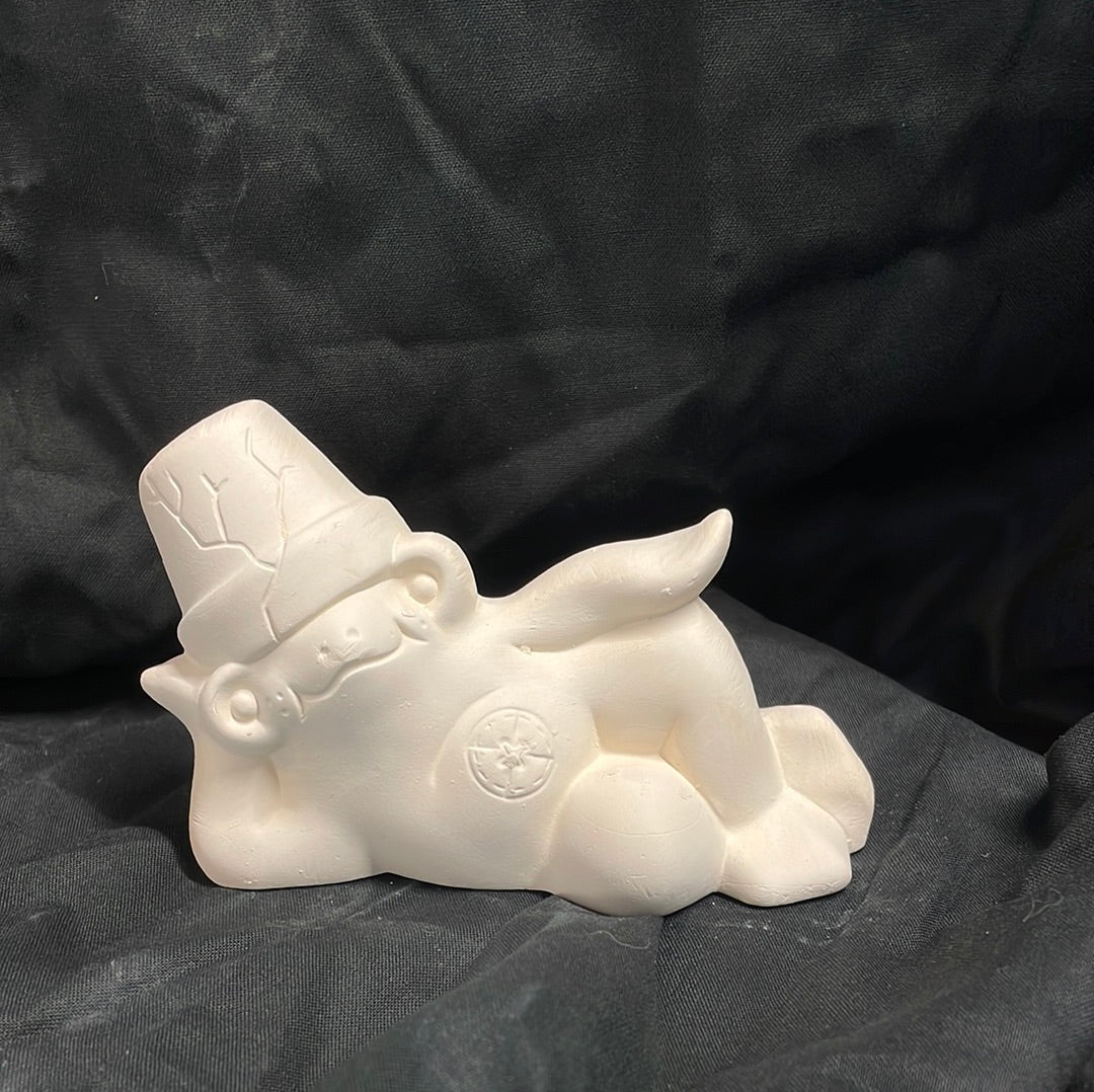 Cracked Pot Laying Frog Ceramic Bisque