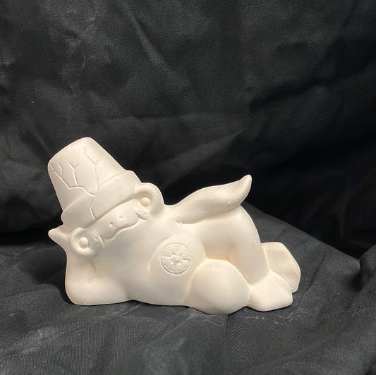 Cracked Pot Laying Frog Ceramic Bisque