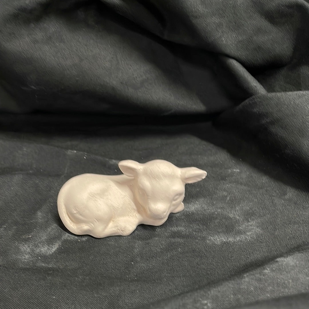 XSmall Laying Cow Ceramic Bisque
