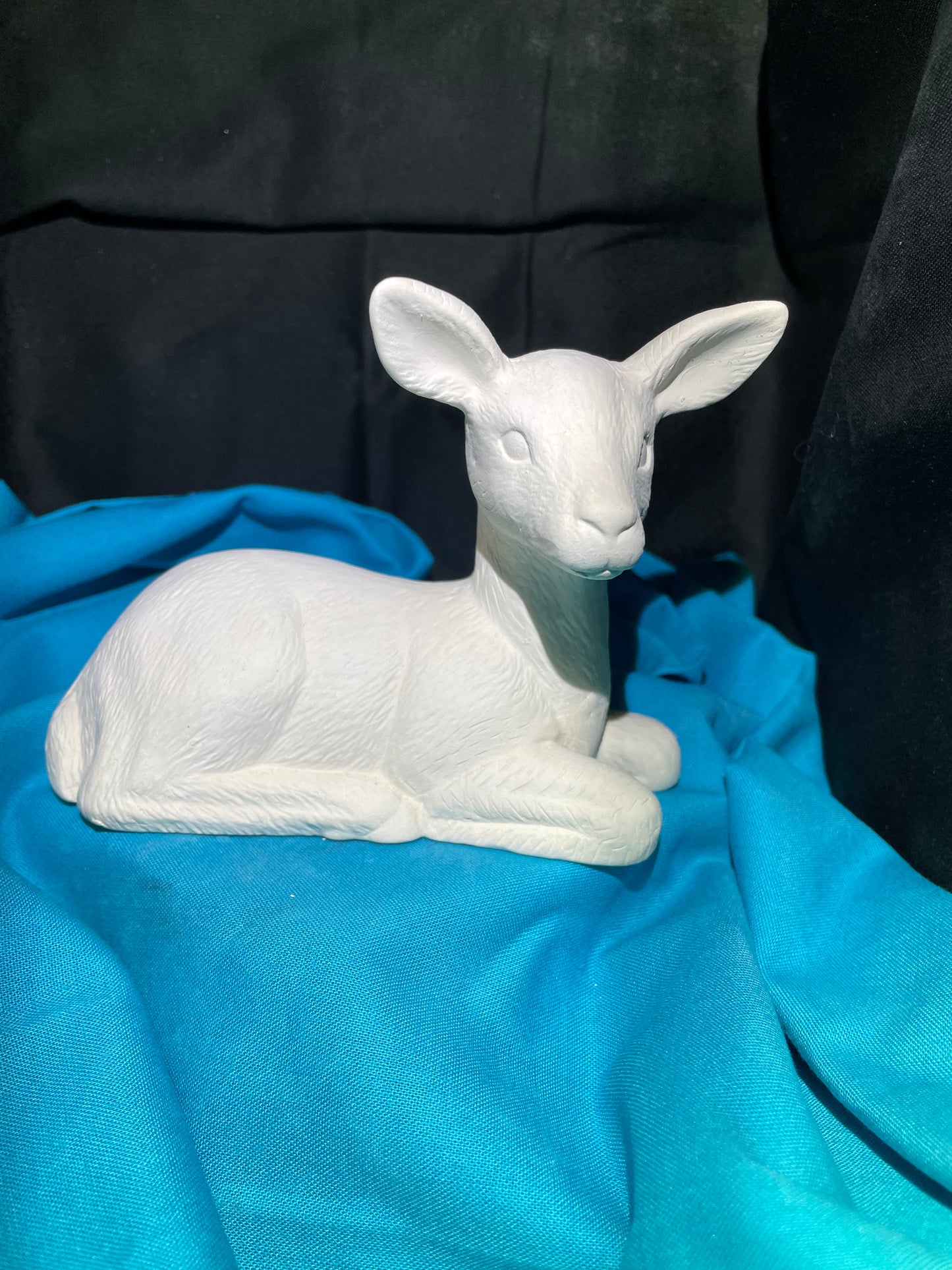 Small Laying Deer Facing Right Ceramic Bisque