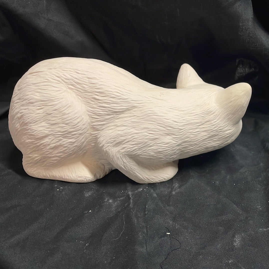 Crouched Cat Ceramic Bisque