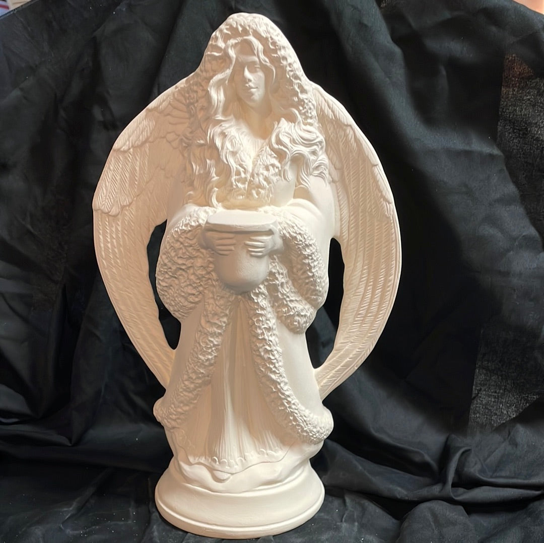 Candle Holder Angel Ceramic Bisque