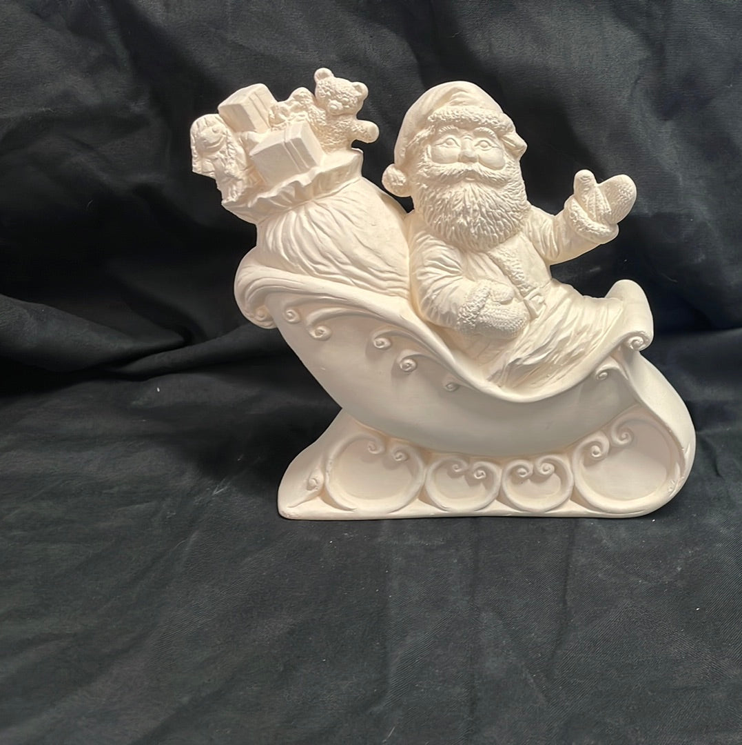 Santa in Sled Ceramic Bisques