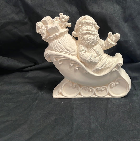 Santa in Sled Ceramic Bisques
