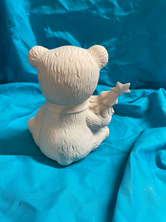 Teddy Bear w/Christmas Tree Ceramic Bisque