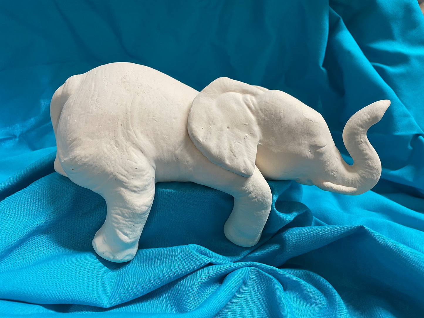 Large Shelf Elephant Ceramic Bisque