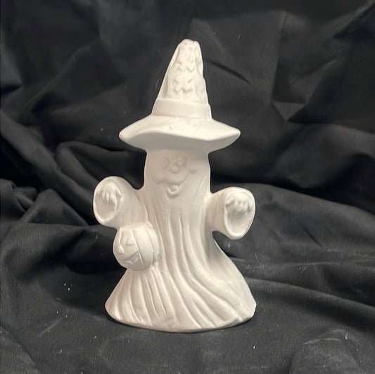 Smiley Ghost w/Pumpkin Ceramic Bisque