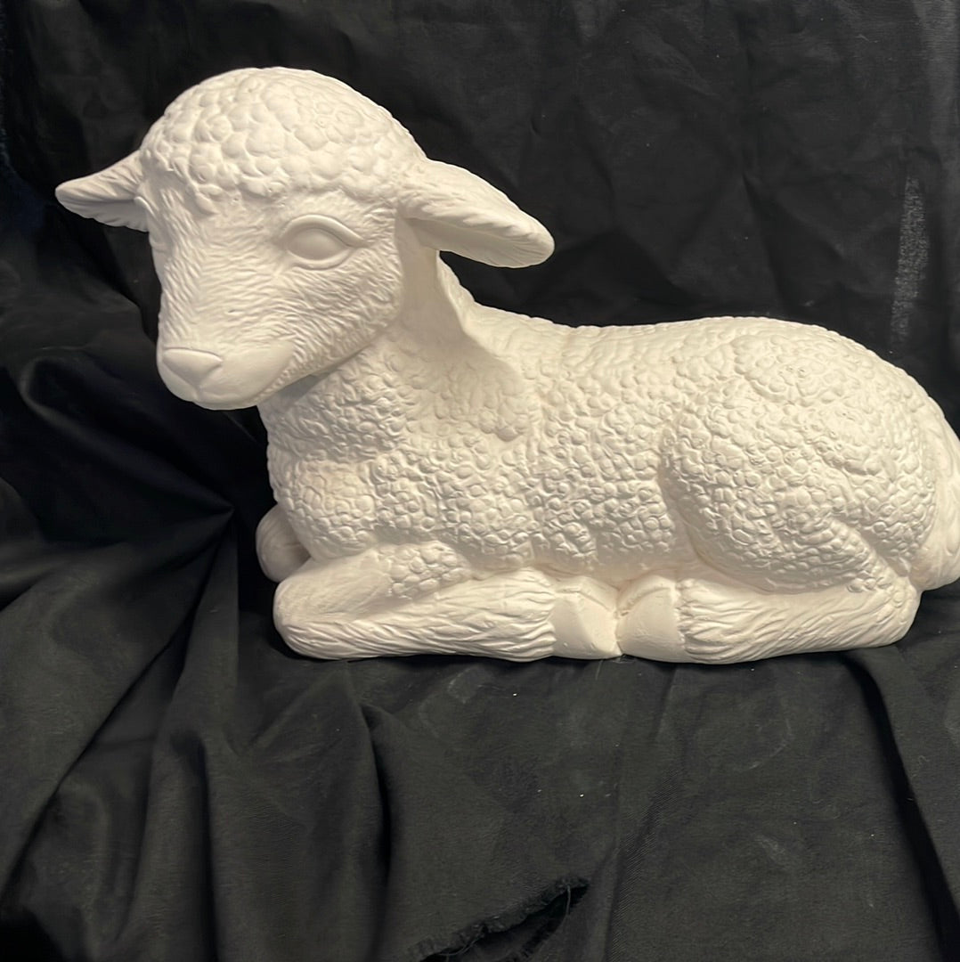 Large Laying Lamb Ceramic Bisque