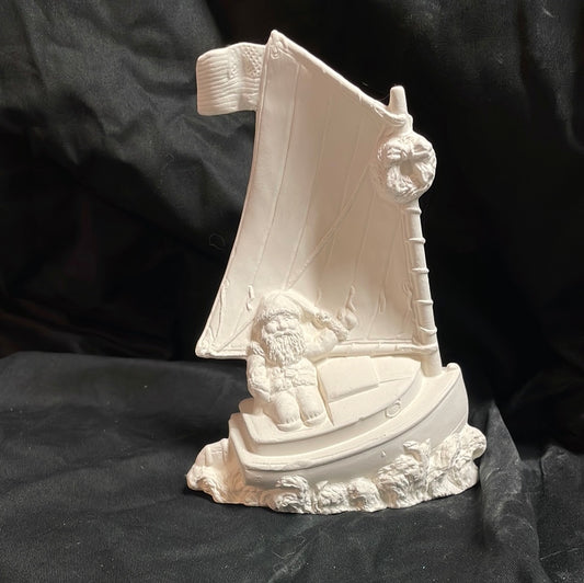 Santa on Sailboat Ceramic Bisque