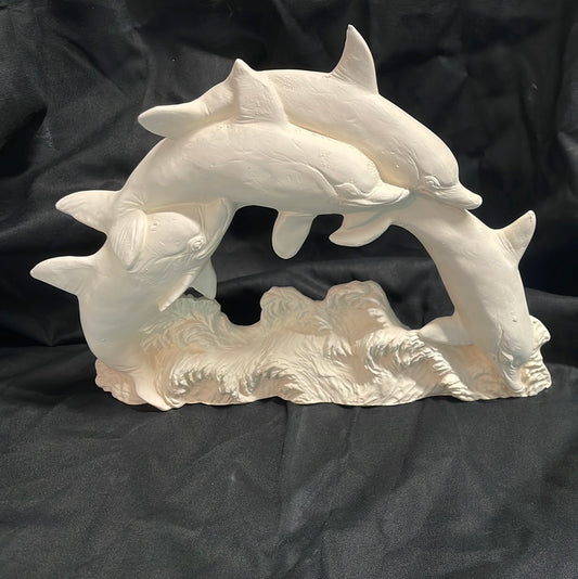 Dolphin Half Circle Ceramic Bisque