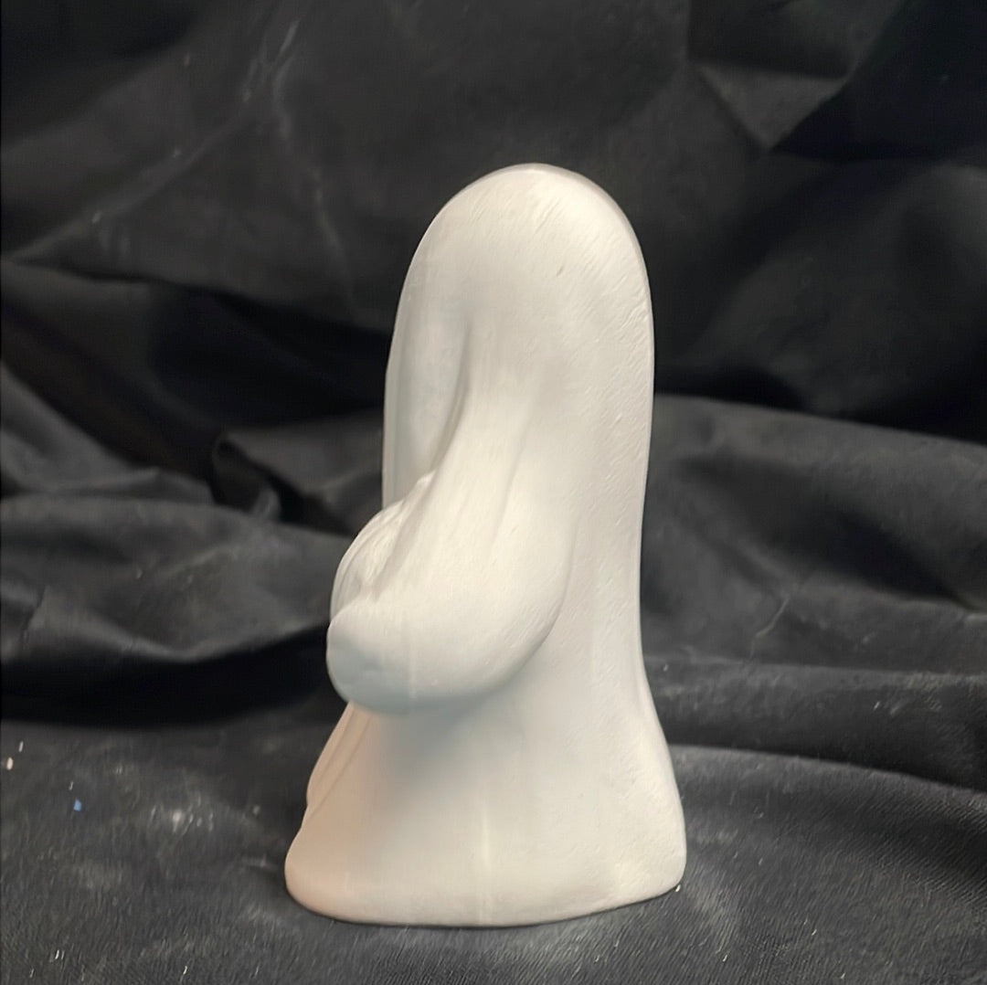 Sheet Ghost w/Pumpkin Ceramic Bisque