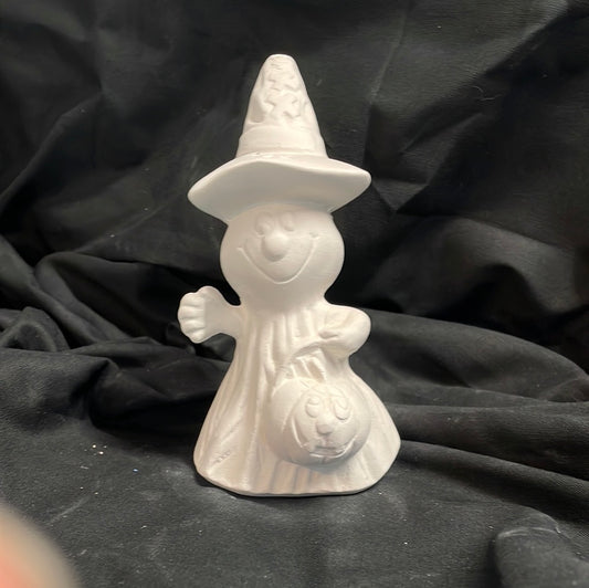 Smiling Waving Ghost w/Pumpking