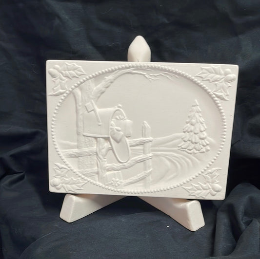 Mailbox PostCard with Easel Ceramic Bisque