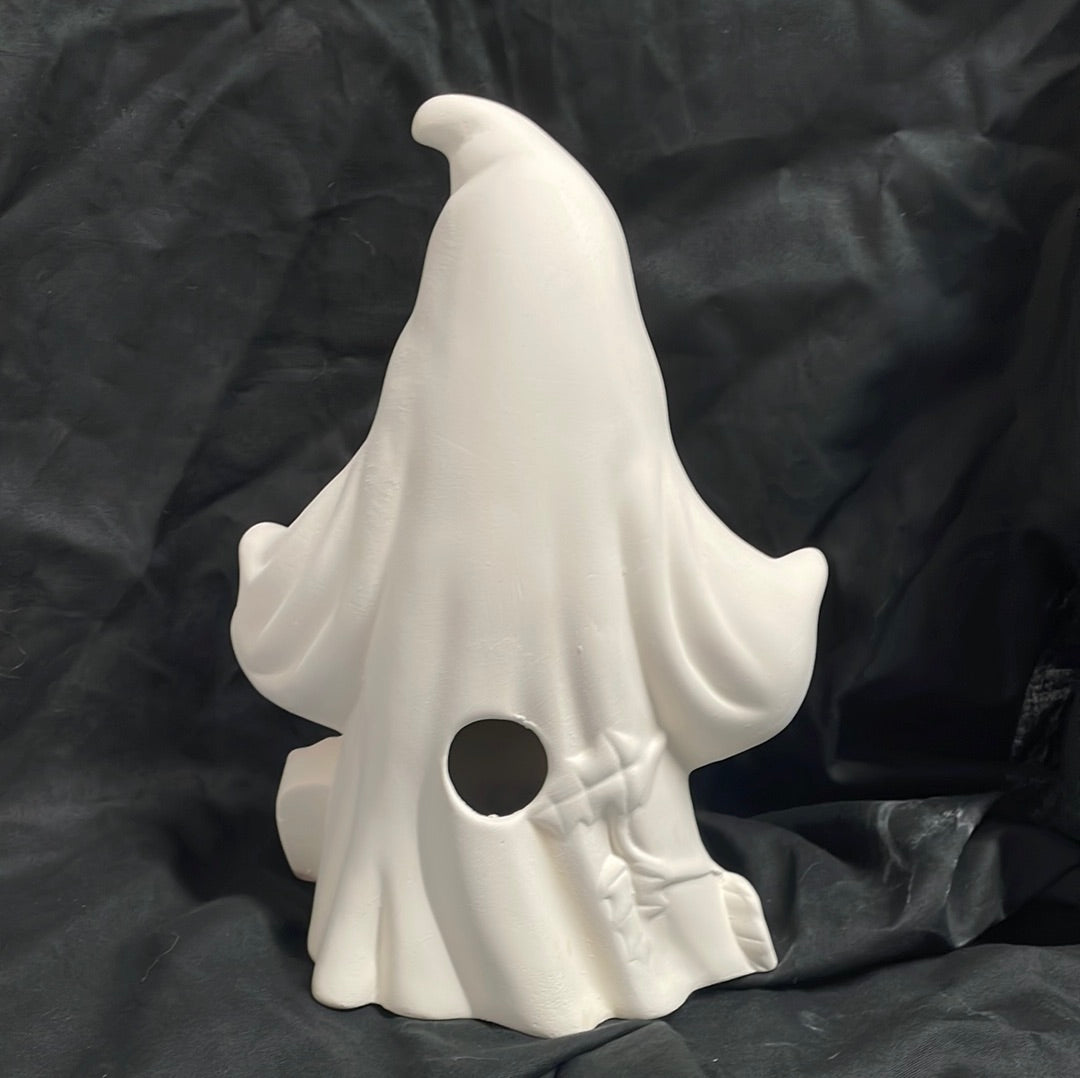 Ghost w/Boo Pumpkins Ceramic Bisque