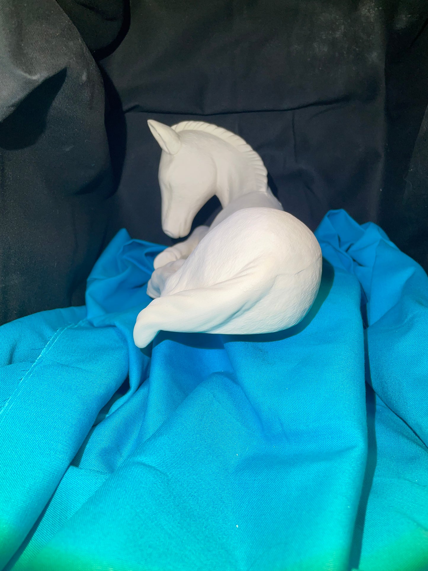 Laying Shelf Horse Ceramic Bisque