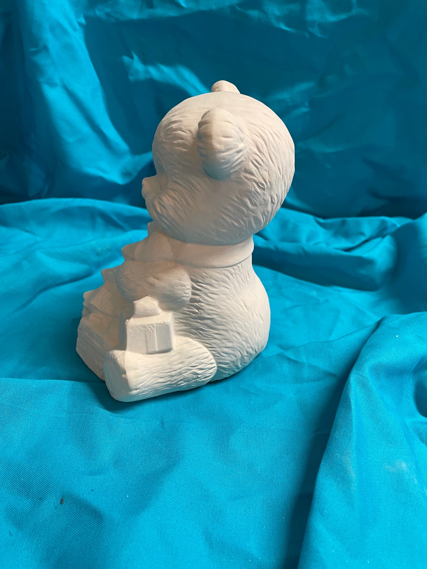 Teddy Bear w/Christmas Tree Ceramic Bisque