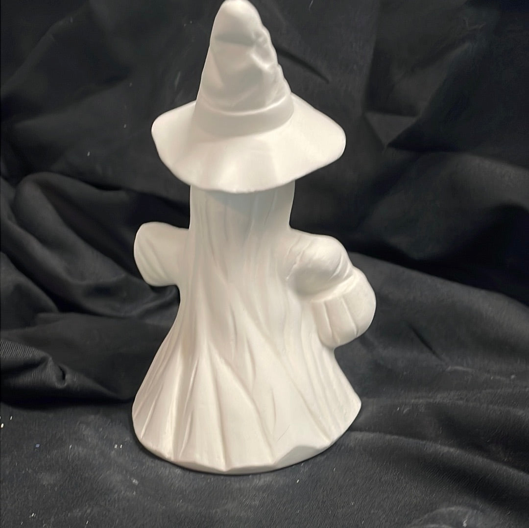 Winking Ghost w/Pumpkin Ceramic Bisque