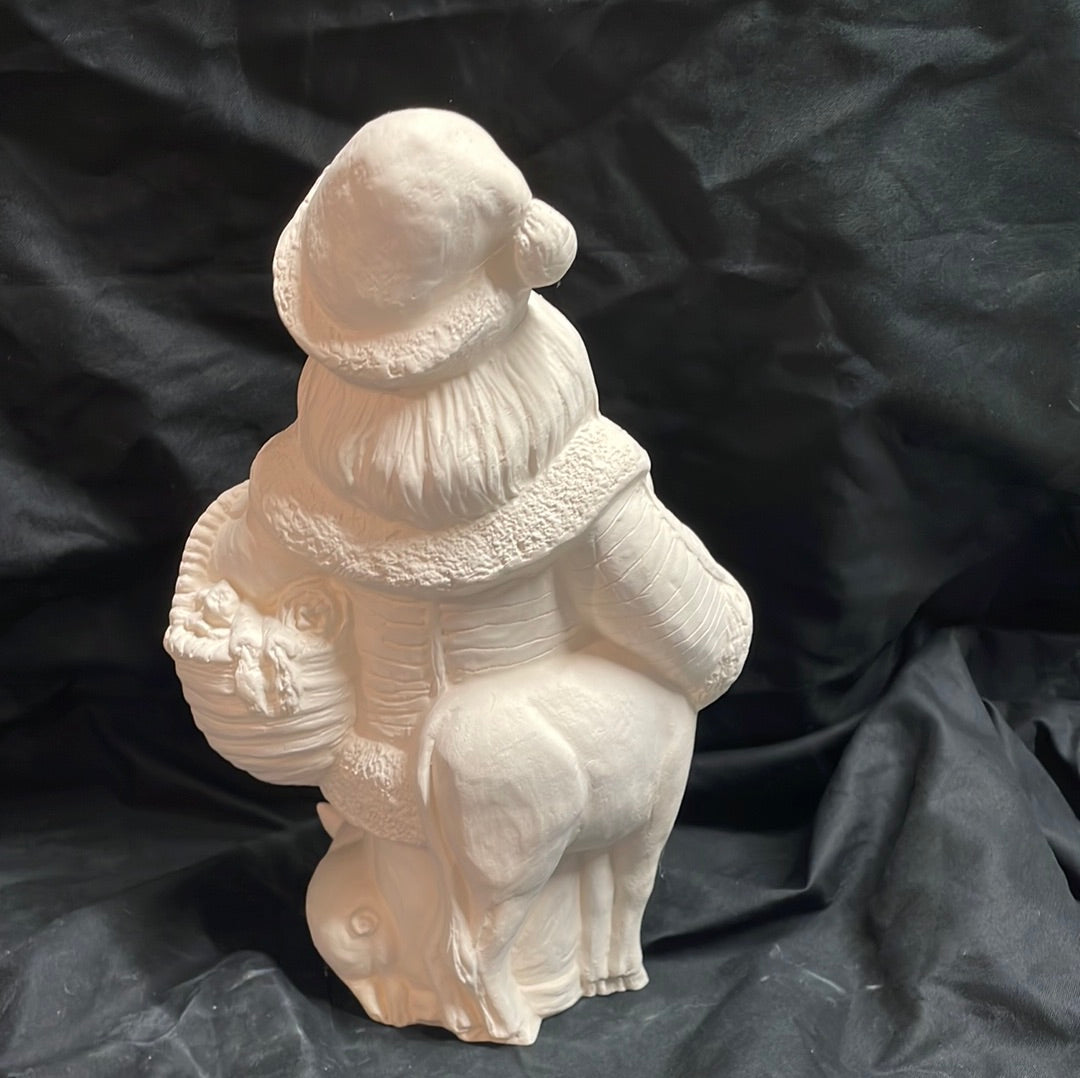 Santa w/Farm Animals Ceramic Bisque