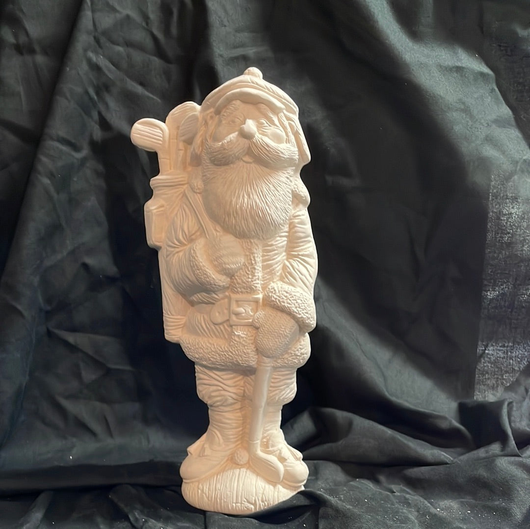 Golfing Santa Ceramic Bisque