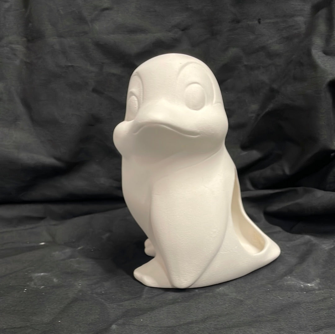Large Penguin Looking Right Ceramic Bisque