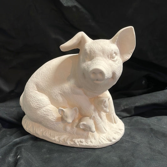 Pig w/Piglets Ceramic Bisque