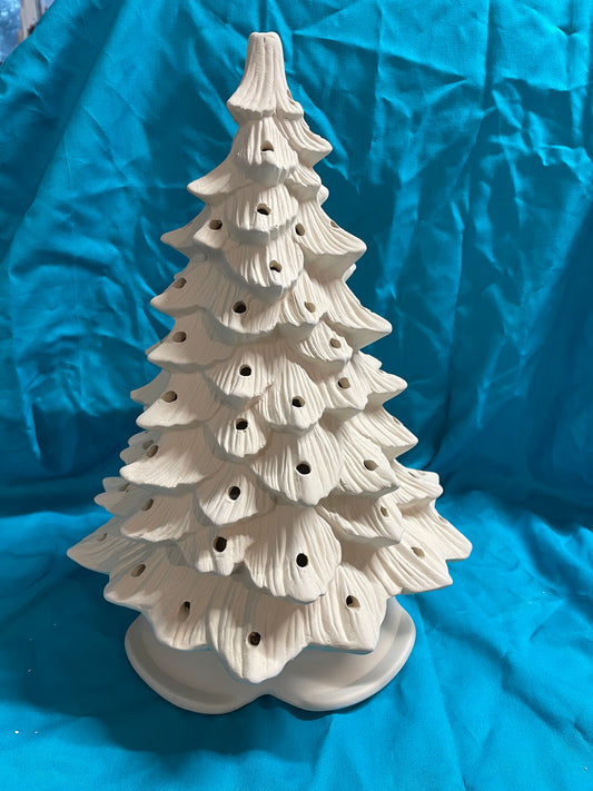 14" Doc Holiday Christmas Tree w/Base Ceramic Bisque