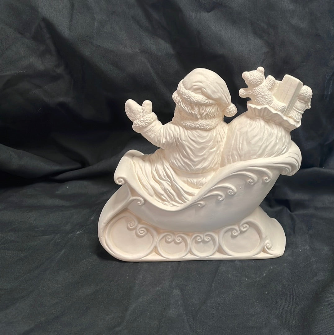 Santa in Sled Ceramic Bisques
