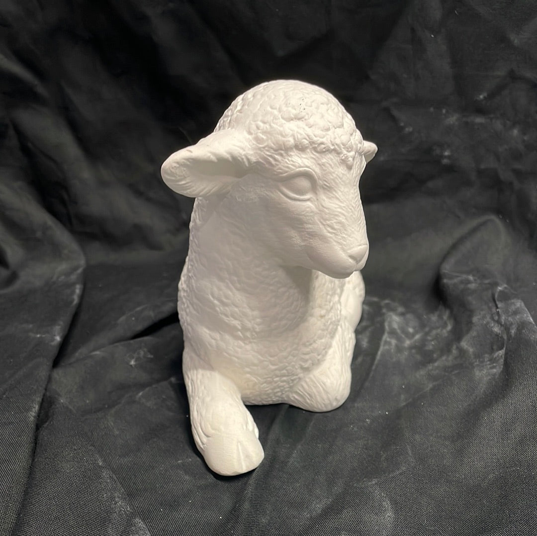 Medium Laying Lamb Ceramic Bisque