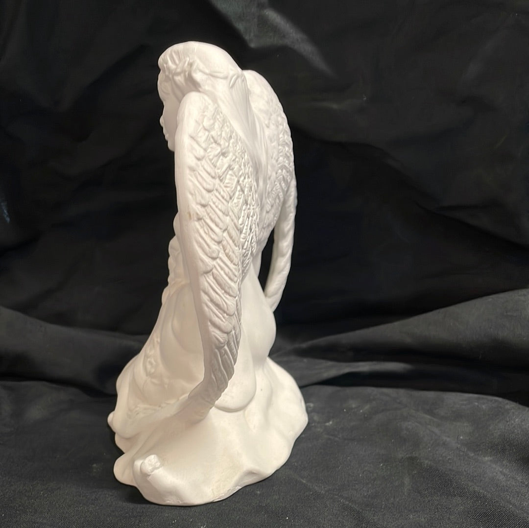 Kneeling Angel w/Flowers Ceramic Bisque