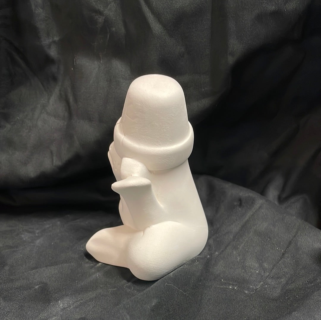 Cracked Pot Shrugging Frog Ceramic Bisque