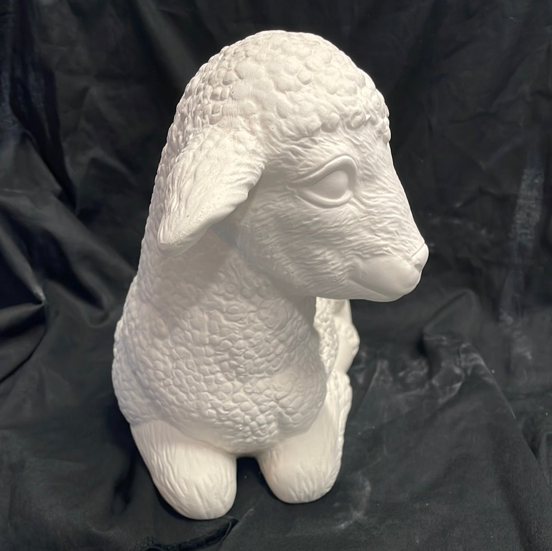 Large Laying Lamb Ceramic Bisque