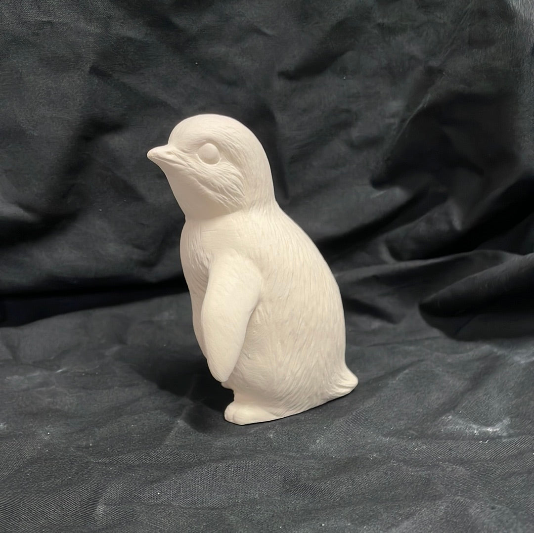 Medium Penguin Facing Right Ceramic Bisque
