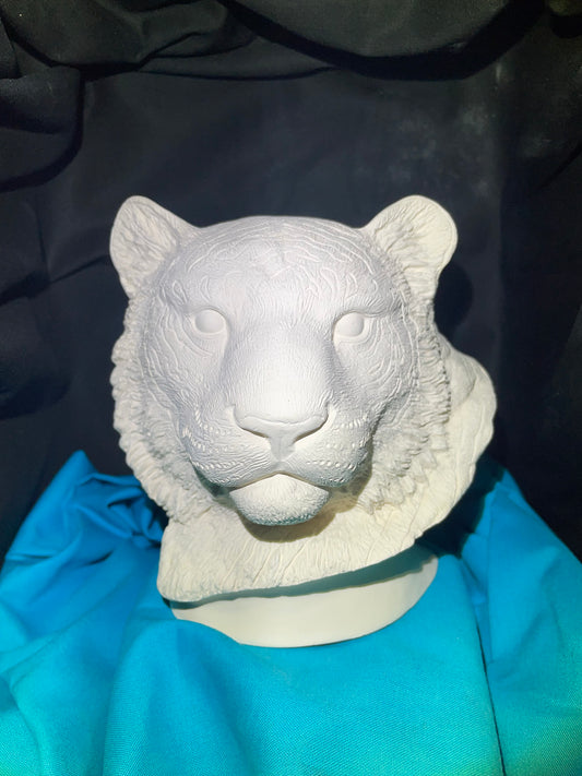 Tiger Head Bust Ceramic Bisque