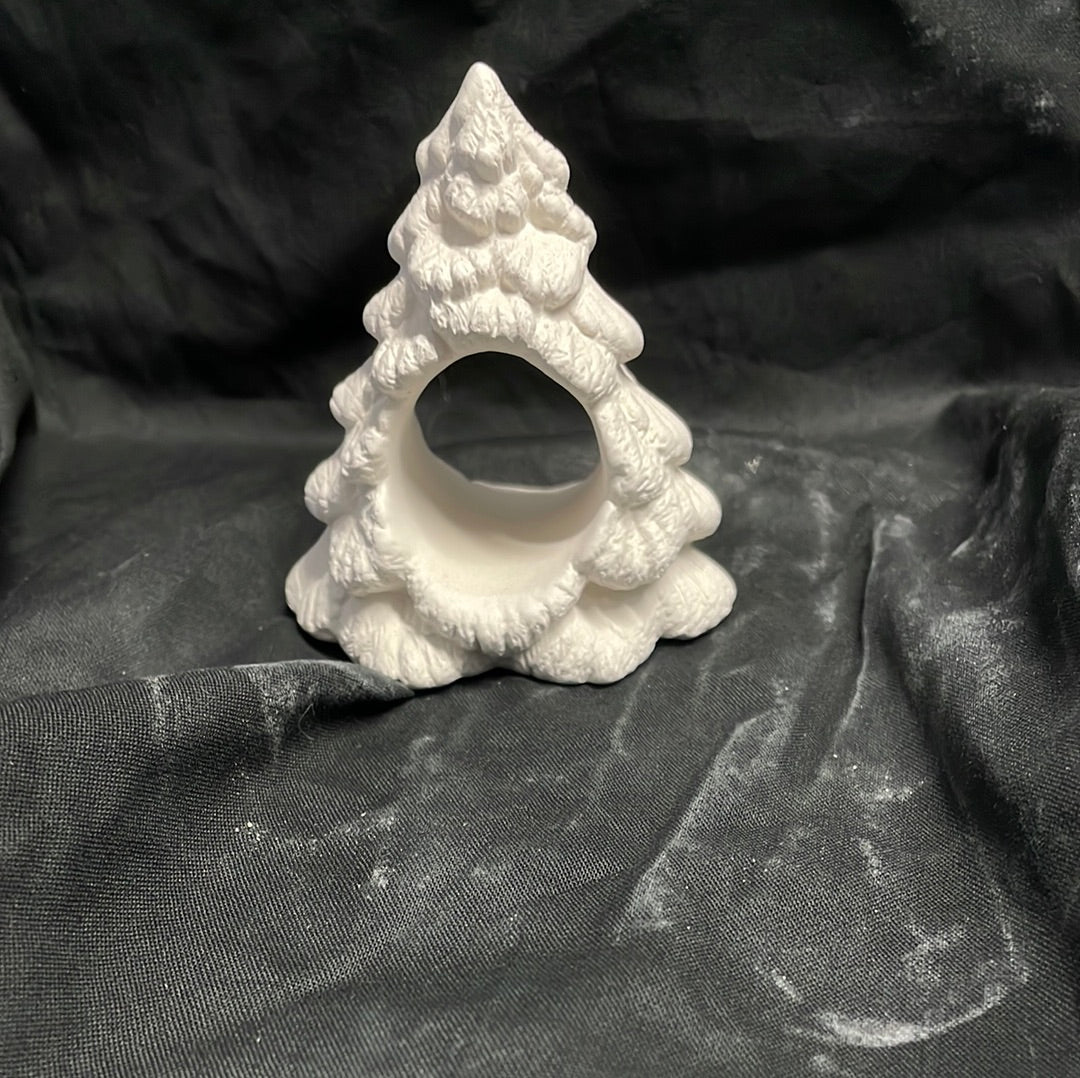 Spruce Christmas Tree Napkin Holder Ceramic Bisque