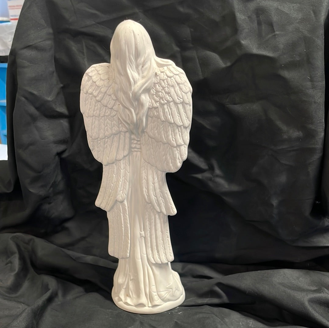 Angel w/Harp Ceramic Bisque