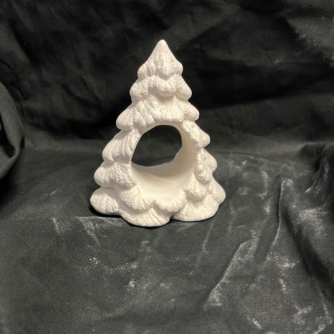 Spruce Christmas Tree Napkin Holder Ceramic Bisque