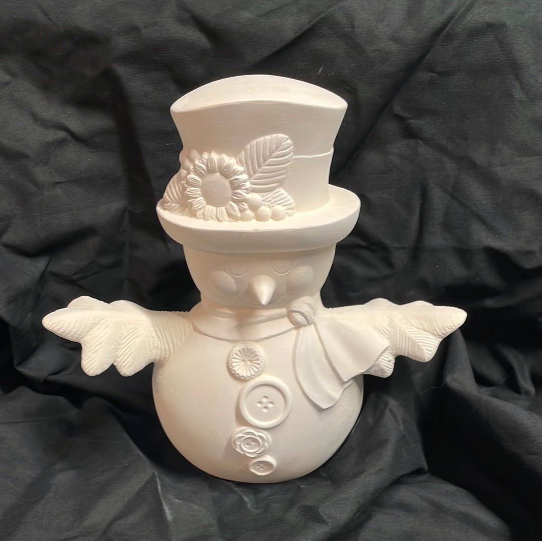 Snowman or Snow Woman Ceramic Bisque