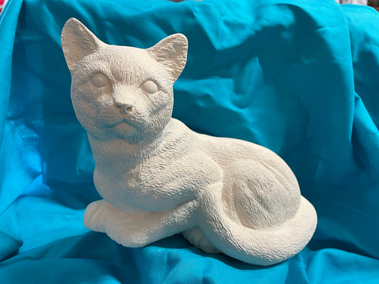 Large Laying Cat Ceramic Bisque