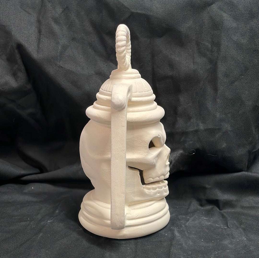 Lantern Skull w/Cut Out Ceramic Bisque