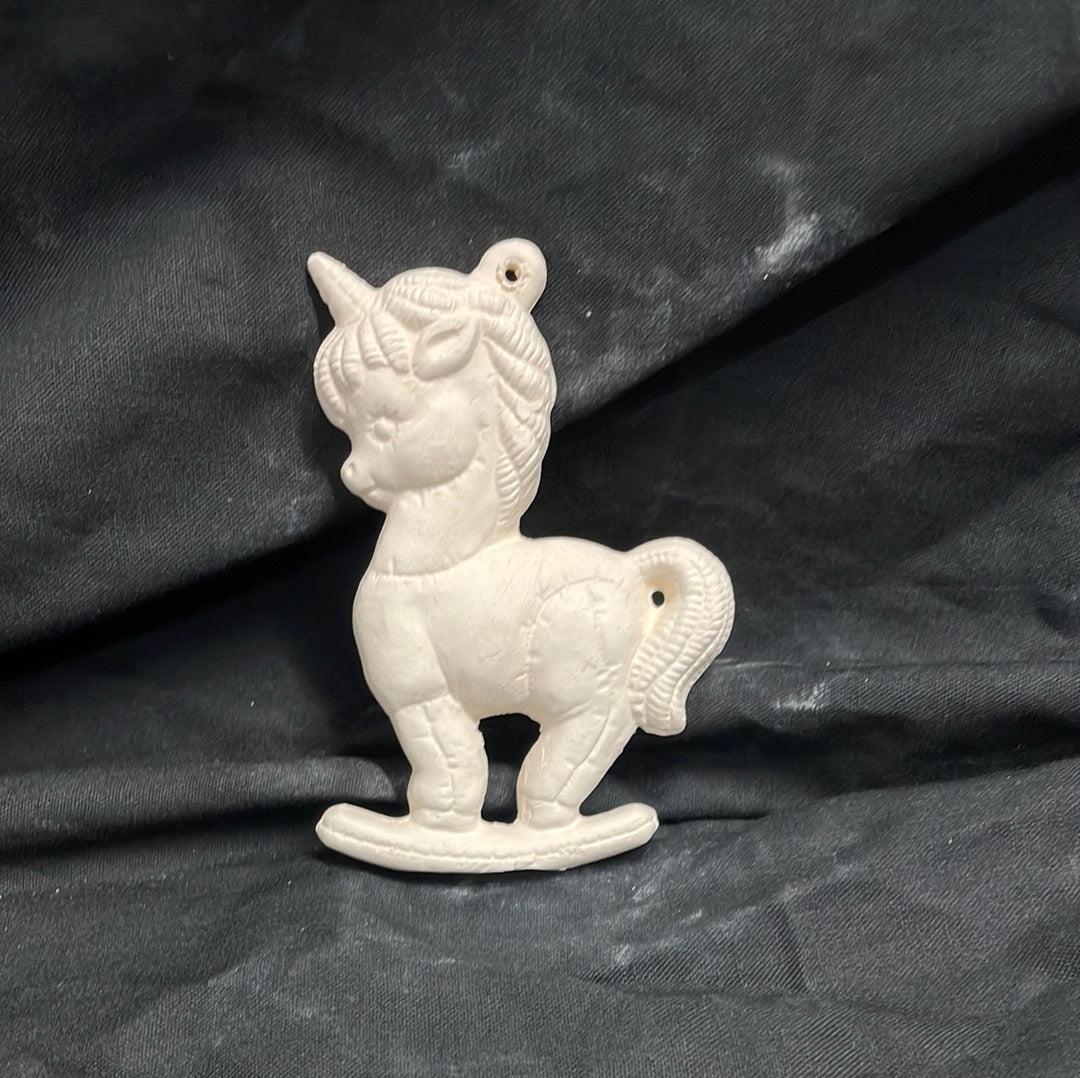 Rocking Unicorn Ornament Ceramic Bisque