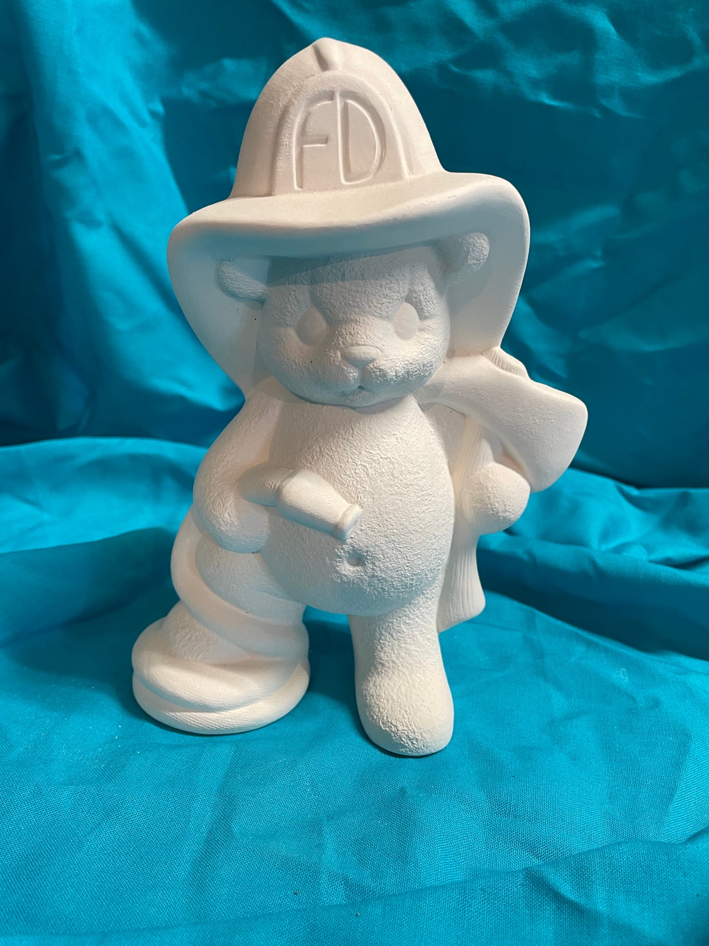 Firefighter Teddy Bear Ceramic Bisque