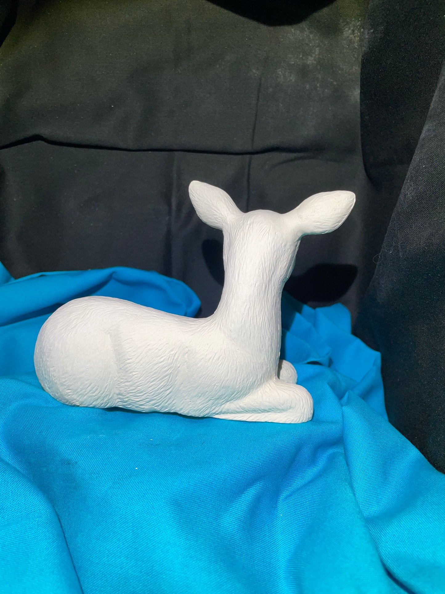 Small Laying Deer Facing Left Ceramic Bisque