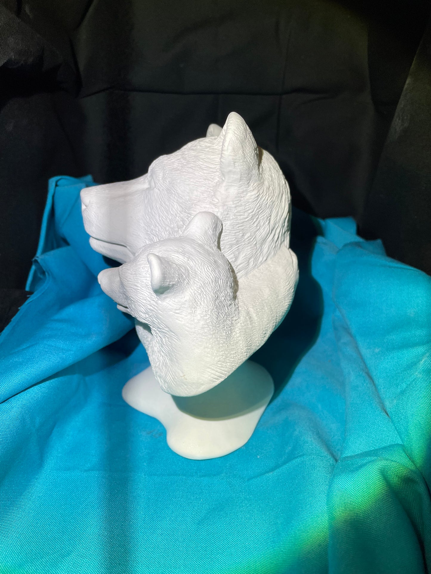 Bear w/Cub Head Bust Ceramic Bisque