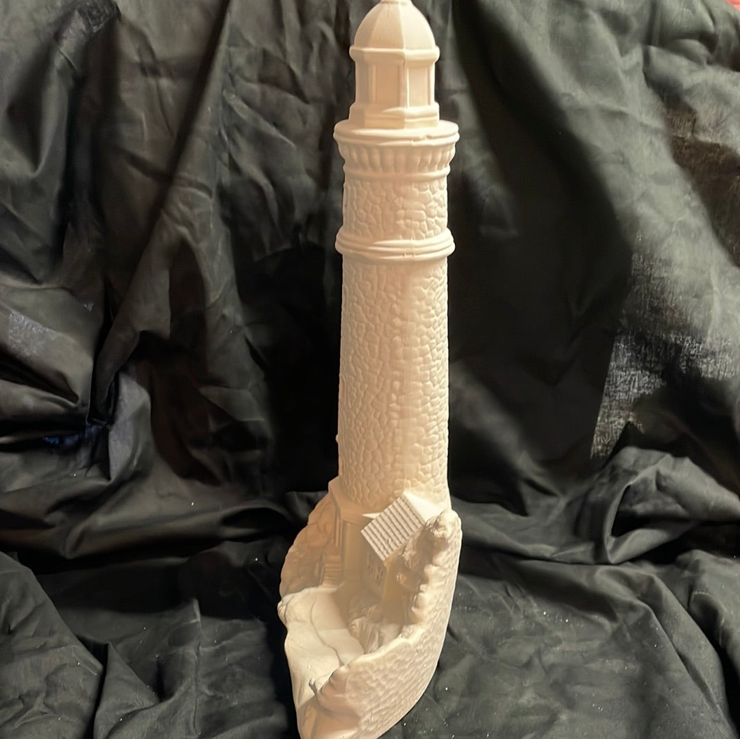 Large Lighthouse w/Keeper House Ceramic Bisque