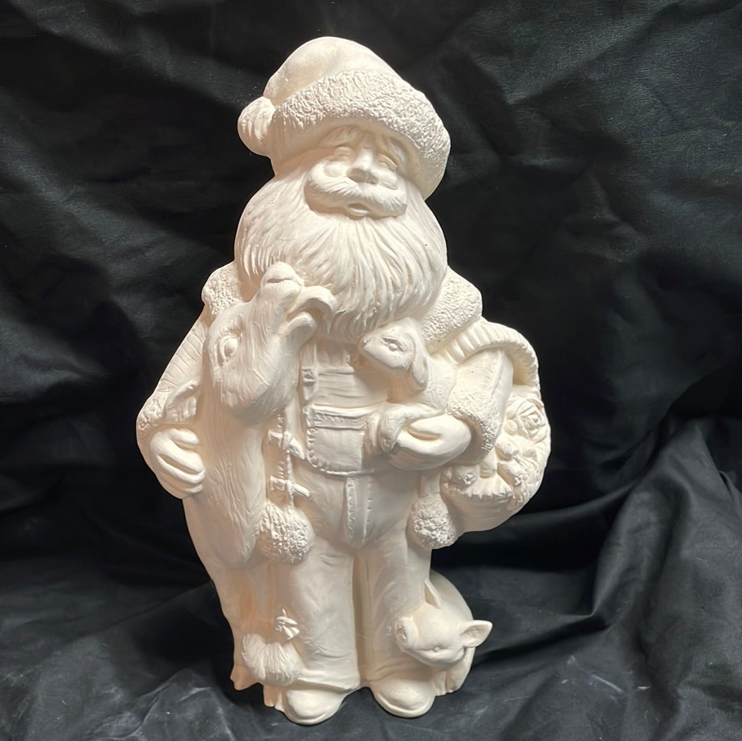 Santa w/Farm Animals Ceramic Bisque