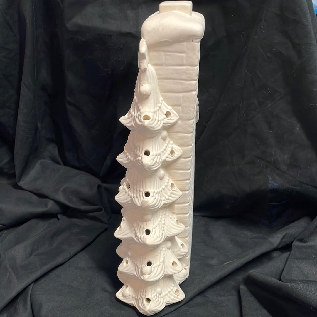 Christmas Tree Fire Place Ceramic Bisque