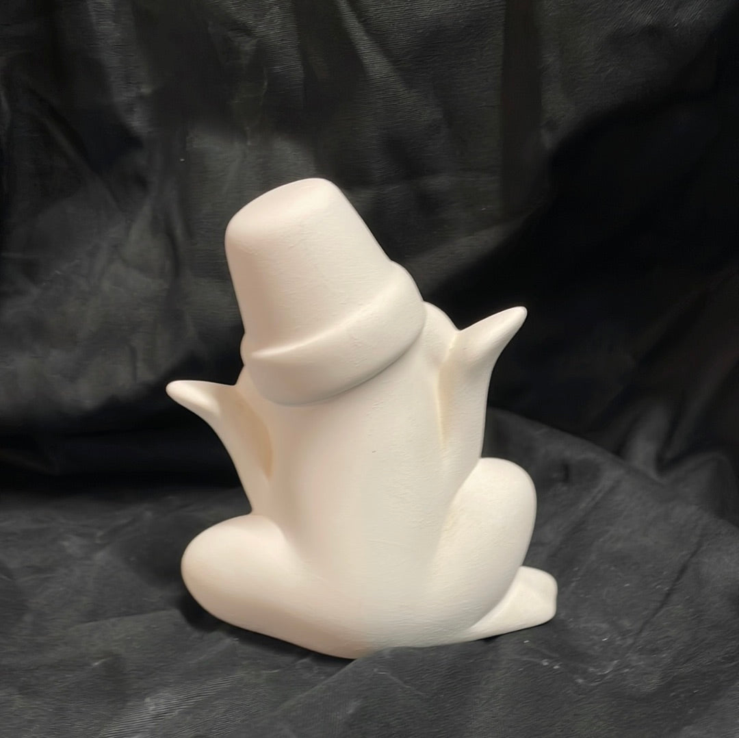 Cracked Pot Shrugging Frog Ceramic Bisque