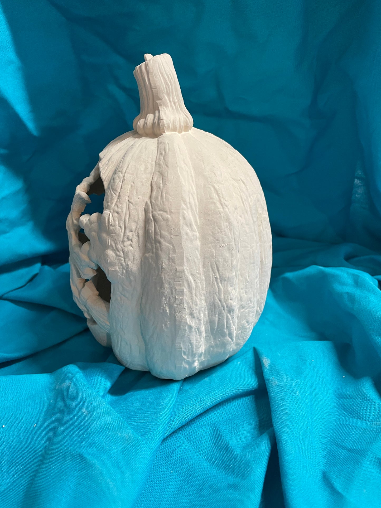 Carved Witch Pumpkin Ceramic Bisque